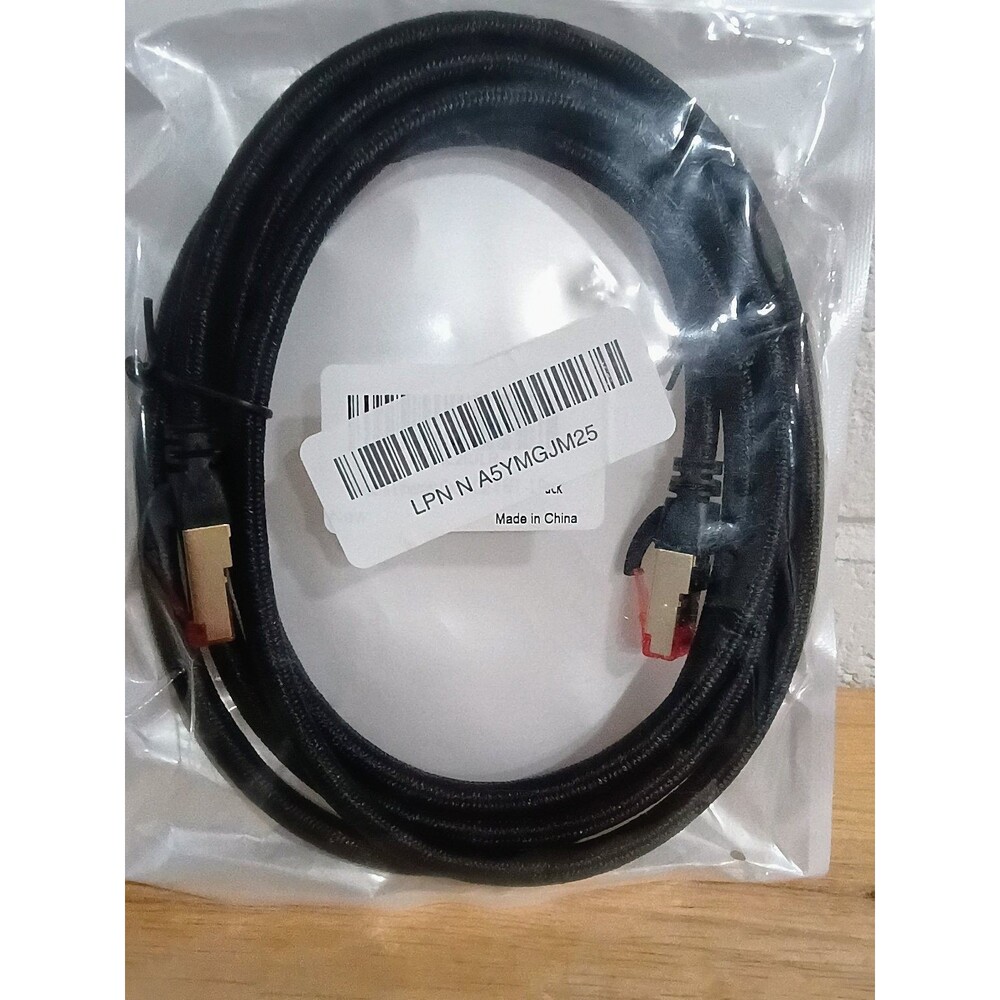 Black Braided Cat6 Ethernet Cable RJ45 LAN Network Patch Cord Gold Plated